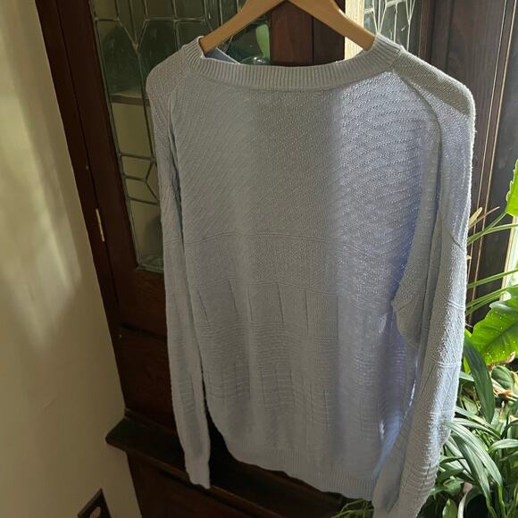 Vintage Gloria Vanderbilt Knit Sweater Size L Lilac Pointelle Crewneck Women 80s - Picture 9 of 16